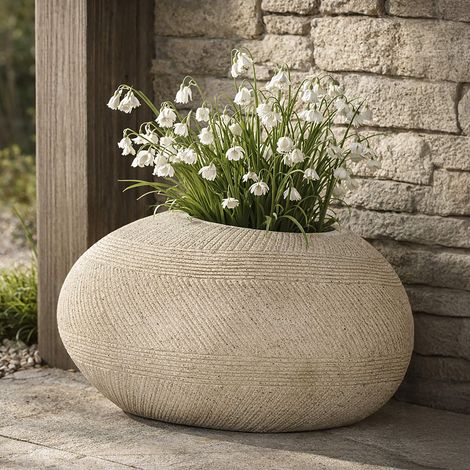 Vaso, Acabamento Efeito Mármore Gradiente Cor Estrutura Mármore, Branco Mármore - Gagameha