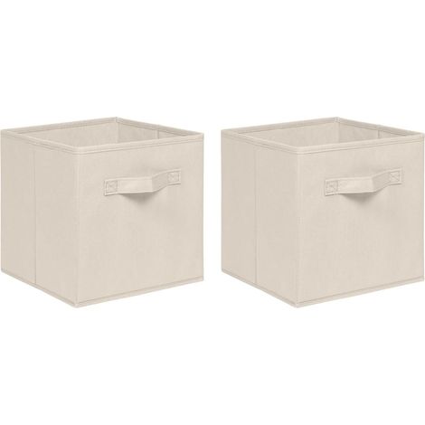 Foldable Storage Boxes,Non-Woven Fabric Storage Box Set,Storage Drawers for Cube Storage Unit,26.5x26.5x28 cm (Beige, Set of 2)
