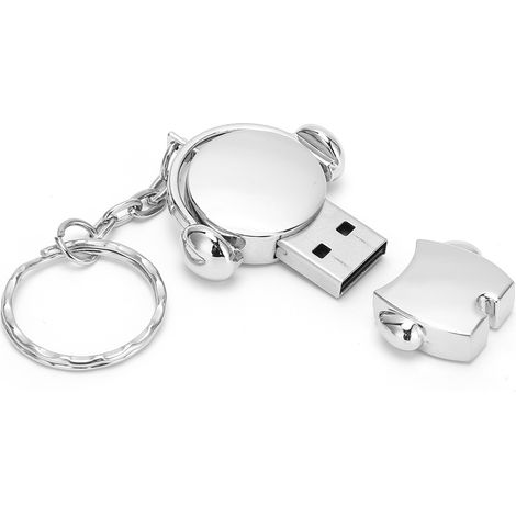 64 GB USB 2.0-Stick, Geschenkidee für Auto, Metall, Cartoon-Motiv, Silberner Mond, Computerzubehör (1/5)