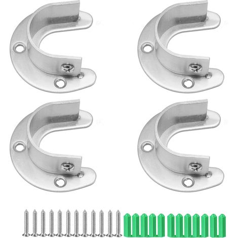Lot de 4 Supports de tringle en U, Acier inoxydable 304, Fixation murale pour placard, salle de bain, cuisine (1/5)