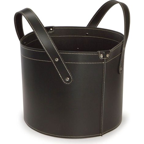 Borsa porta pellet o legna in cuoio Garda  Nero (1/2)