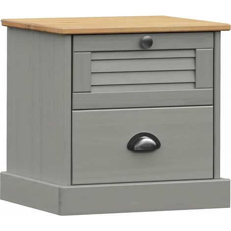 Maison Exclusive - Comodino VIGO Grigio 42x35x42 cm in Legno Massello di Pino