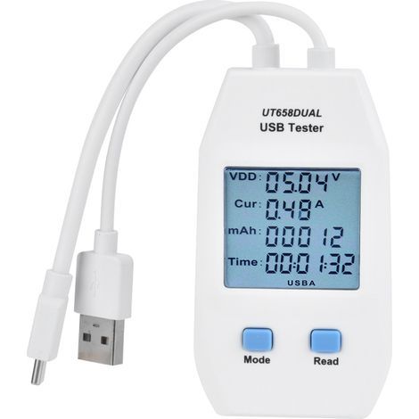 UNi T LCD USB Tester Detektor Voltmeter Amperemeter digitales Leistungskapazitätsmessgerät (UT658 dual) (1/5)