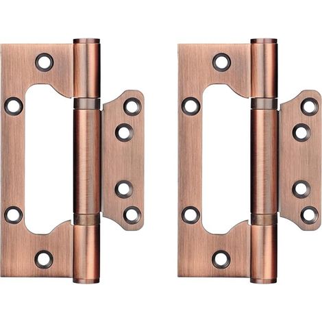 Set di 4 cerniere in acciaio inox, cerniere per porte rettangolari da 100 mm (4 pollici), colore rame rosso anticato (1/5)