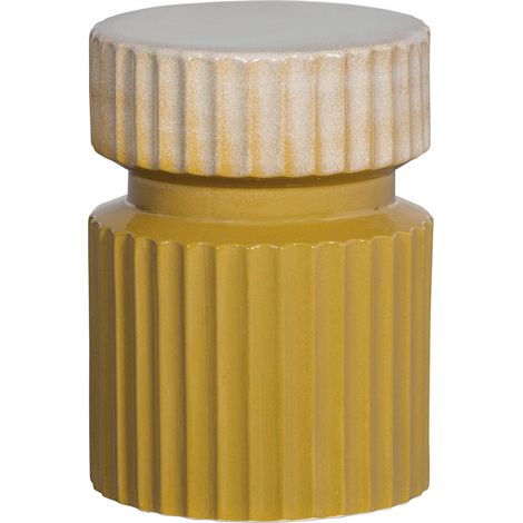 Table d'appoint vintage 35x35x48 cm en céramique jaune