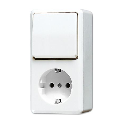 Jung Presa SCHUKO® 16 A 250 V  con interruttore universale Off/Inversione 10 AX 250 V , 16 A 250 V , 47 mm, AP 600, bianco alpino 676 A WW