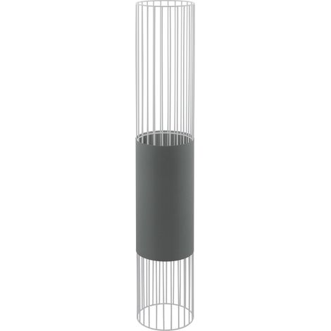 Lampadaire Norumbega, lampe salon, acier, textile blanc et gris (1/4)