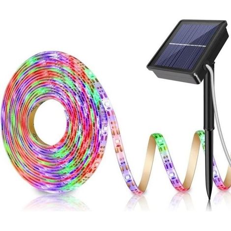 123 LED Bande lumineuse solaire, étanche IP67, multicolore — 3/4/5 m — pour jardin, patio et décoration extérieure (1/4)