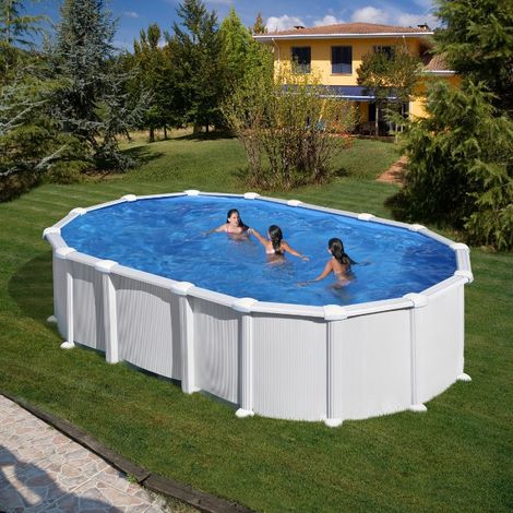 piscina fuori terra ovale gre "haiti" in acciaio colore bianco 610x375x132 - cod. kitprov6188 (1/5)