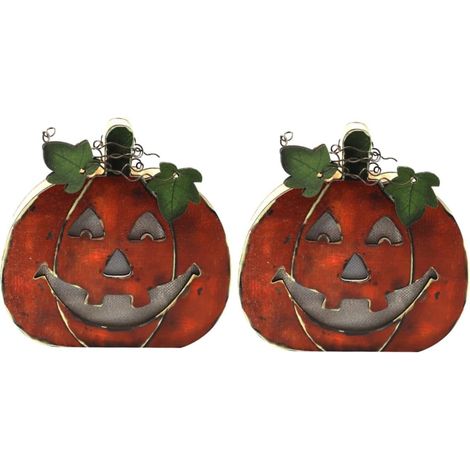 2pièces Décoration Halloween Objet Art Vintage Pour Ambiance Halloween Luminaire Orange Forme De Citrouille Décor Intérieur Et Extérieur Sans Pile (1/5)
