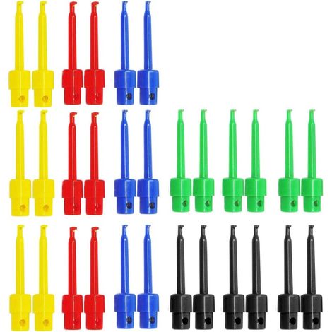 30 Stück Multimeter-Haken-Clip, elektronischer Testhaken, Greifer-Testsonde, Testhaken, Multimeter-Zubehör – für Reparaturwerkzeug, PCB-Tester-Clip, IC-Test (rund)
