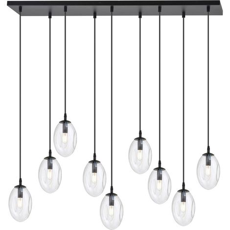 Lampada a Sospensione Astral, Acciaio verniciato a polvere, Vetro, Nero, 100x100x22 cm (1/5)