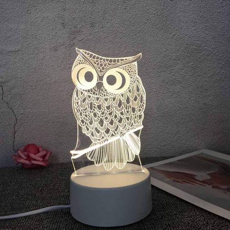3D LED Illusion Bedside Lamp Optical Night Light Kids Owl Night Light Night Light Xmas Gift for Bedroom Bedside Baby Table Xmas Gift Party Birthday (1/5)