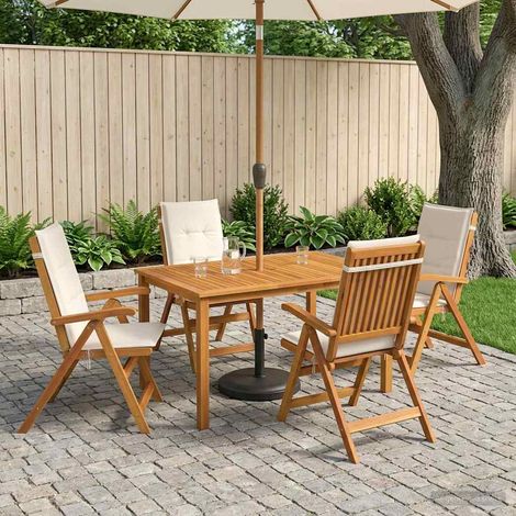 vidaXL Juego de comedor de jardín de 5 piezas Natural (1/5)
