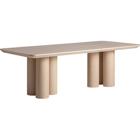Table de salle à manger art déco chêne beige finition naturelle - Chêne beige naturel (1/5)