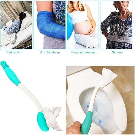 Accessoire Toilette Autonome Aide au Nettoyage Mano 16 Inch / 40 cm Pliable et Ergonomique en Plastique et Caoutchouc Vert pour Seniors et Femmes Enceintes (1/5)
