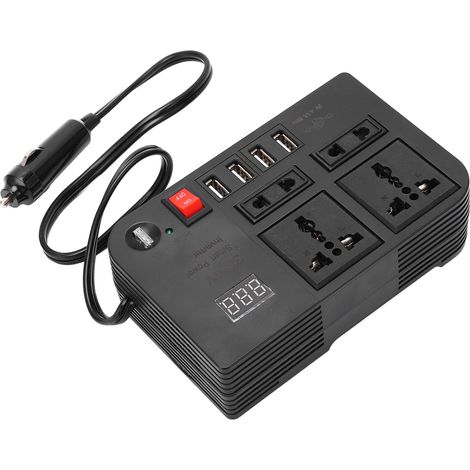 Convertisseur de puissance CC 12 V vers CA 220 V, transformateur électrique avec 4 ports USB et 4 prises de courant