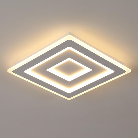 COMELY Plafonnier LED Carré Moderne, Lampe de Plafond LED 52W, Luminaire Plafonnier en Acrylique Blanc Ø 40cm pour Chambre à Coucher, Salon, Couloir (Lumière Chaude 3000K) (1/5)