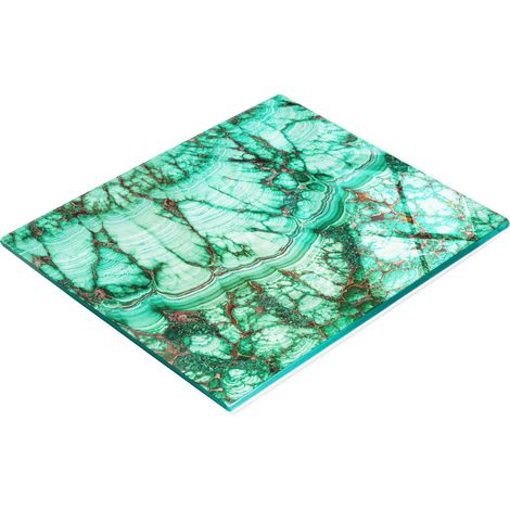 Tabla de cortar decorativa para cocina, vidrio templado, malaquita, 60x52 cm (1/5)