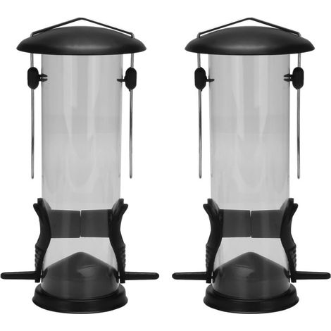 2 mangeoires à oiseaux, résistantes au vent et à l'eau, avec support de suspension en métal, rechargeables et dotées d'un grand anneau d'alimentation.-AquaForge (1/5)