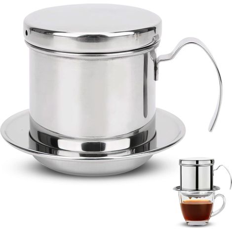Filtro de café, portafiltro de acero inoxidable, cafetera de goteo para el hogar, la oficina, la cafetería, el restaurante y viajes (espejo)