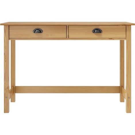 Table console，Table d'appoint，Bout de canapé，Meuble d'entrée Hill Range avec 2 tiroirs 110x45x74 cm Pin solide