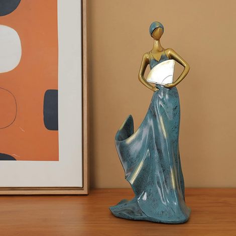 Dancing Girl Porte-Bouteille de Vin en Résine Synthétique - Support de Bouteille sculpté à la Main - Présentoir pour Bar, Comptoir, Maison, Bureau, Salon, Décoration de Bureau (Blue) (1/5)