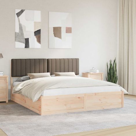 Cadre de lit avec tête de lit rembourrée-Structure de lit avec panneau de lit Taupe 180 x 200 cm 443371 (1/5)