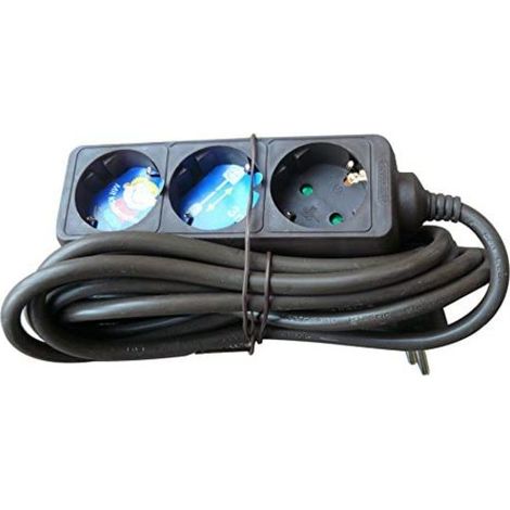 Regleta REV 3 enchufes negra 250 V 3500 vatios