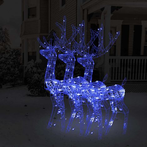vidaXL Adorno de renos de Navidad acrílico 3 uds azul 128 cm (1/5)