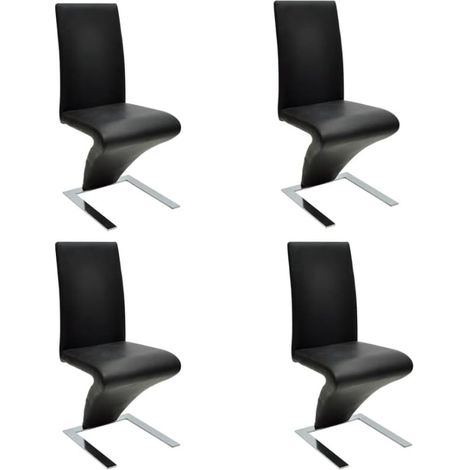 Sillas de comedor 4 unidades cuero sintético negro