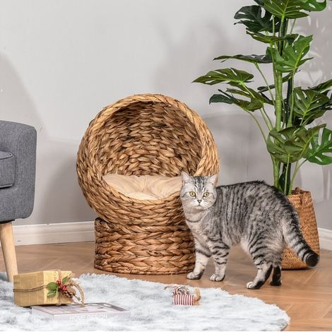 Panier pour chat surélevé avec coussin, 50 x 42 x 60 cm, marron clair HAVRYA (1/5)