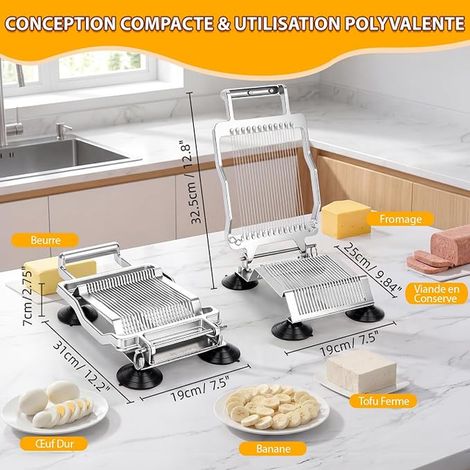 Coupe Fromage en Acier Inox avec Plaque (1/2)