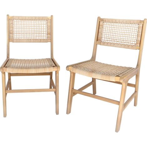 Set of 2 Ocara garden chairs, cane and wood, ocara L 61 x 51 x 85cm