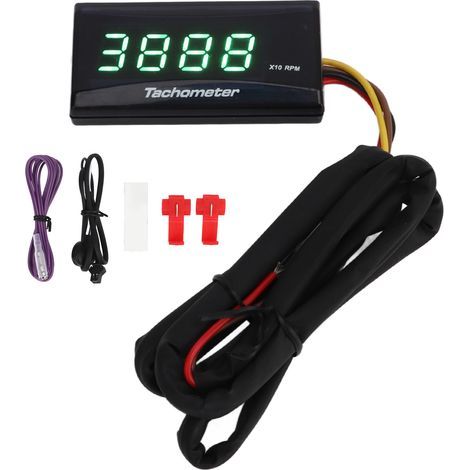 Motorrad-Drehzahlmesser DC 12V, ultradünnes LCD mit Hintergrundbeleuchtung, wasserdicht, für Umbauten, grün (1/5)