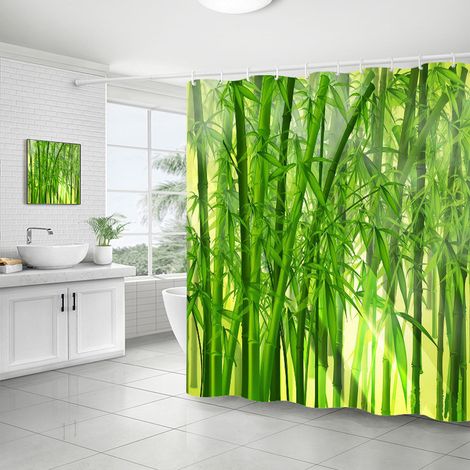 Rideau de douche, rideau de salle de bain, impression numérique 3D, rideau de douche résistant à la moisissure, tissu polyester imperméable, avec croc (1/5)