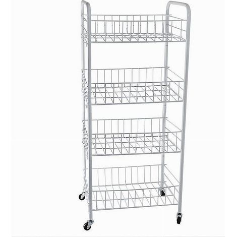 Cleafe - Carrello In Metallo Da Bagno Portaoggetti 4 Ripiani Porta Oggetti Con Ruote 52532 - (1/2)