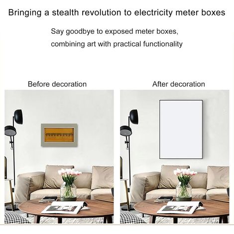 Copertura per quadro elettrico a parete, vernice decorativa per scatola contatore elettrico nascosta, facile installazione, per soggiorni, dormitori e hotel (bianca, 60 70 cm/23 27 pollici)