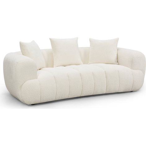 Gerades Sofa im Bubble-Stil aus strukturiertem Stoff "La Fayette" – 3-Sitzer – Creme (1/5)