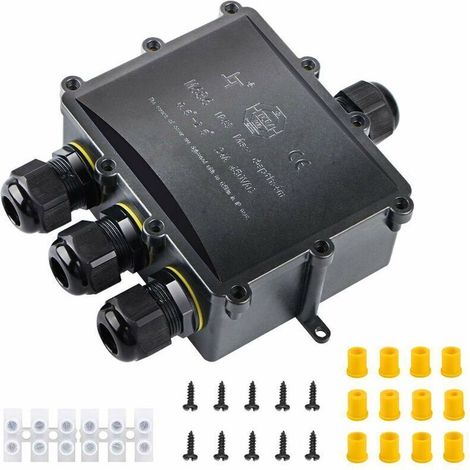 Boîte de Dérivation Etanche IP68 Extérieu 4 Voies Plus Grande Câble Connecteur Boîte de Jonction Electrique pour Câble Ø 4 à 14mm Boîte Cisea