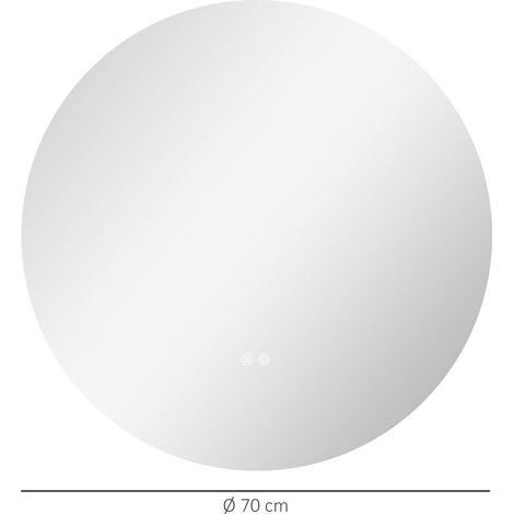 Lampe LED à intensité variable, interrupteur tactile, miroir de salle de bain antibuée, diamètre 70 cm. (1/5)