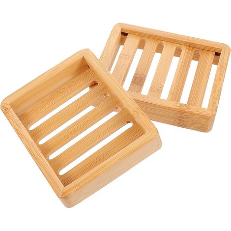 2 porte-savons auto-drainants, bois, pour douche et lavabo (1/5)