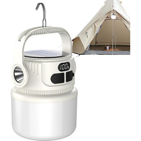 Solar-Campinglampe – wiederaufladbare, tragbare Outdoor-Taschenlampe mit 1200 mAh und LCD-Display, ideal für Garten, Flur, Terrasse, Angelpavillon, Wandern und Zuhause. (1/5)
