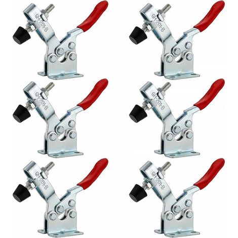 6 Pcs GH-201B Pince à Bascule Horizontale, Sauterelle de Serrage, Serre Joint Desserrage Rapide Capacité Déblocage Rapide Tendeurs de Levier de Genoux pour Machines, Menuiserie 90KG 198lbs (1/5)