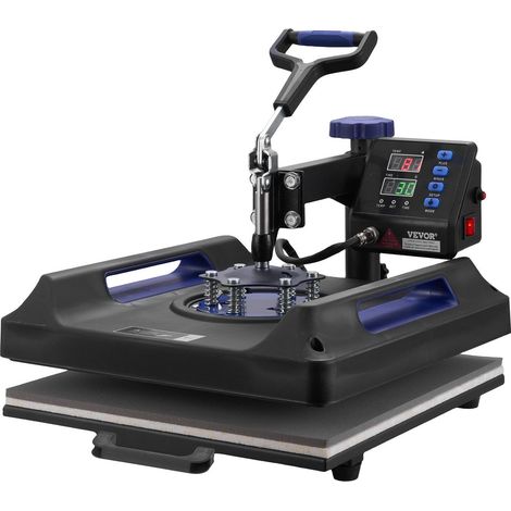 Machine de Presse à Chaleur 5 en 1 38x38 cm pour T-Shirts et Tasses Noir et Bleu 850,5 g (1/5)