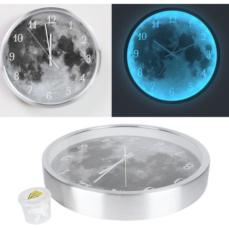 Horloge murale décorative ronde argentée GEEKCOOK à LED avec contrôle sonore pour bureau, maison et salon (1/5)