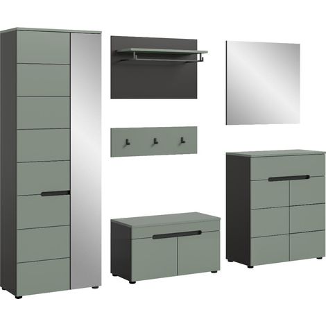 Canu Garderobenmöbel Set C12 staubgrün, dunkelgrau.