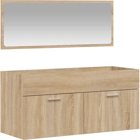 Armoire de bain avec miroir chêne sonoma bois d'ingénierie (1/5)