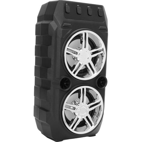Enceinte Bluetooth de camping avec double caisson de basses, portable et puissante, compatible avec clés USB et cartes mémoire, gris argenté. (1/5)