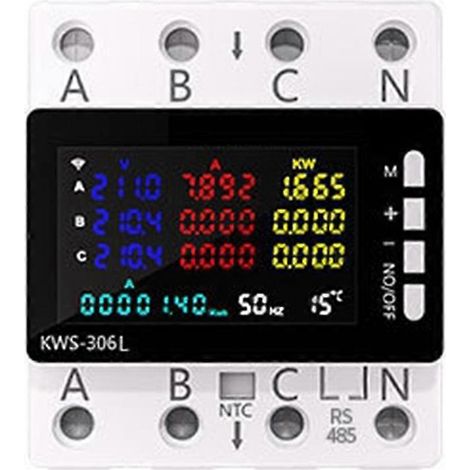 Compteur d'énergie KWS-306L, version RS485, voltmètre de puissance CA, interrupteur de protection de tension, moniteur de courant et de tension (1/5)